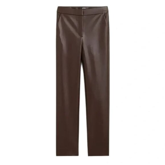 J. Crew Kate Straight-Leg Pant in Faux Leather, Brown Macchiato (4) - Picture 8 of 17